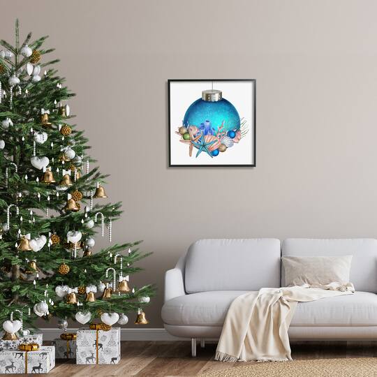 Stupell Industries Nautical Sea Life Holiday Ornament Framed Giclee Art
